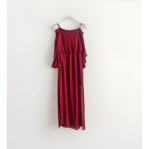 City Triangles Women's Large Burgundy Off-Shoulder Maxi Dress